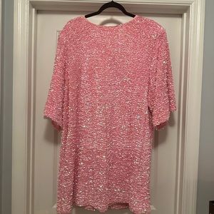 Showpo Valetta Pink Sequin Shift Mini Dress with Open Back